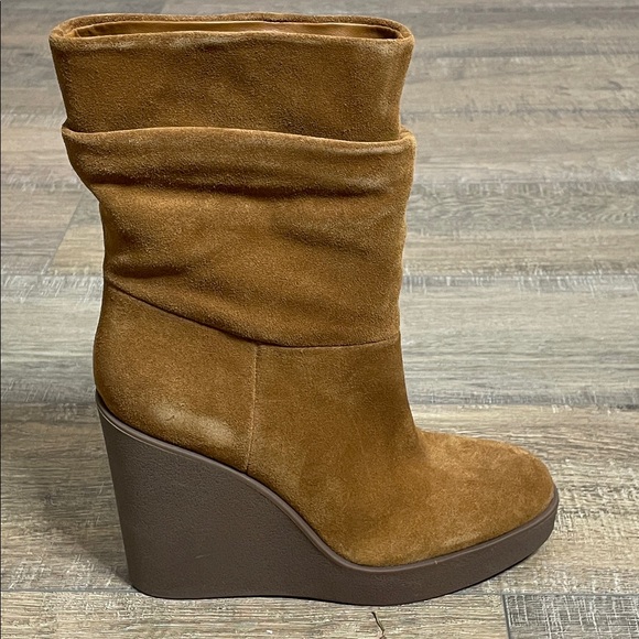 Jessica Simpson Mynette Tuscan Tan Oiled Suede Wedge Boots Size 9M - Picture 1 of 8